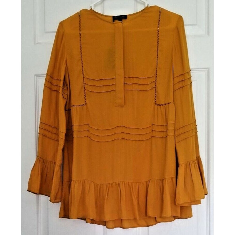 MASSIMO DUTTI Marigold Blouse Long Bell Sleeves Boho Peasant Women's Size 4 NWT
